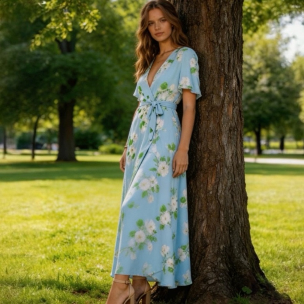 Privacy Please Plaza Kimono Wrap Maxi Dress
